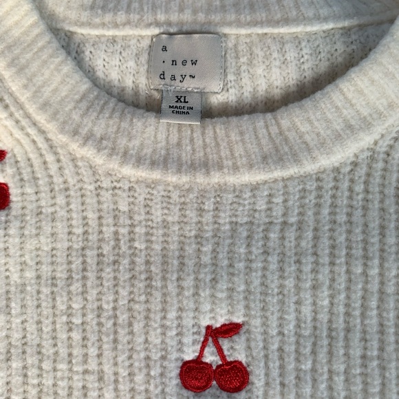 Cream Sweater with Cherry Embroidery - Picture 2 of 4